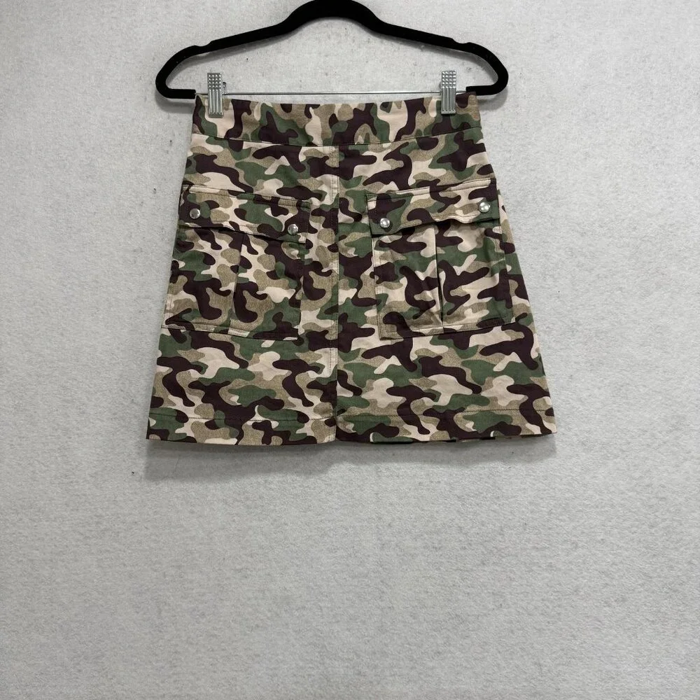 Zara Camo Shirt Skirt Set Womens XS Green Camouflage 2 Piece Military Utility - Picture 8 of 16